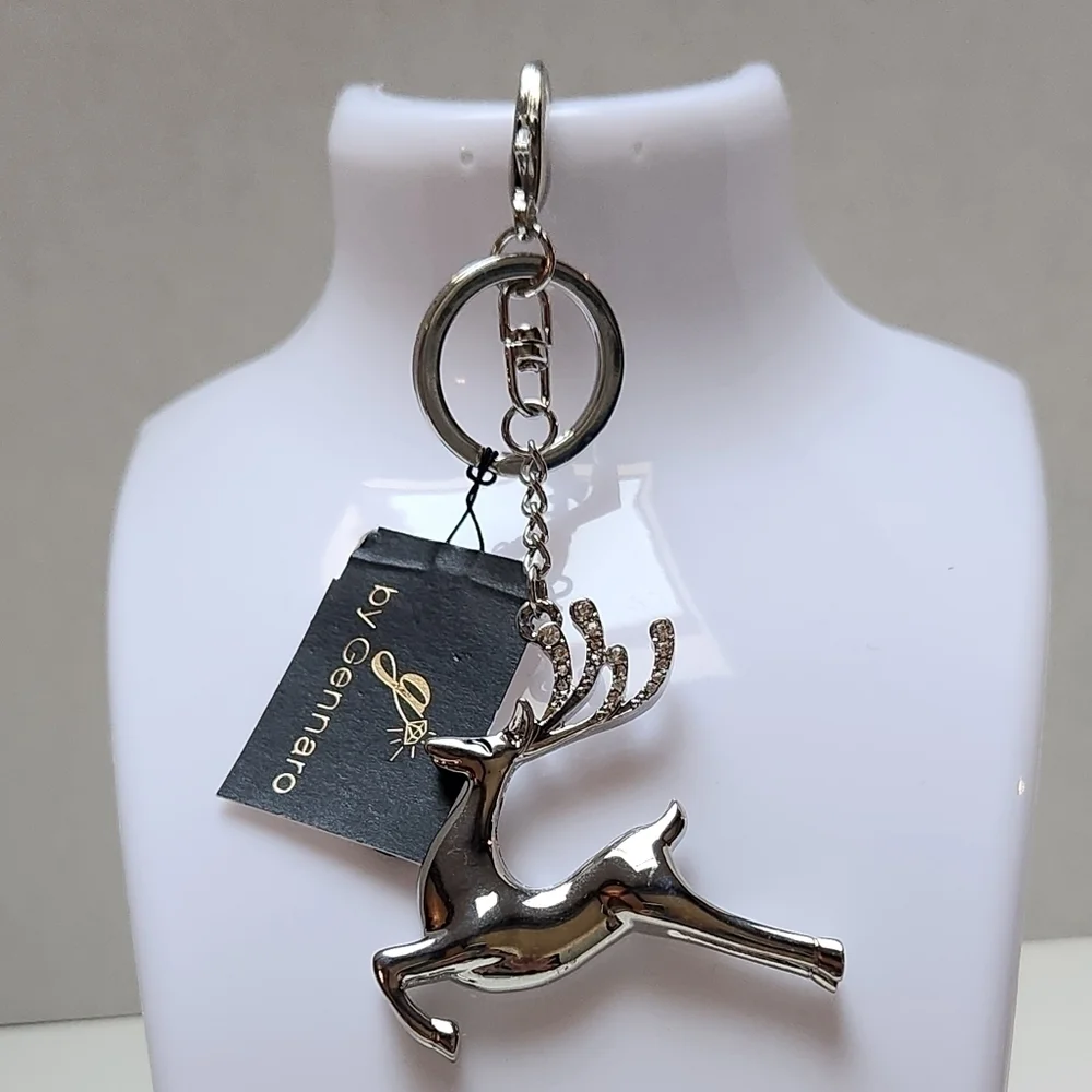 g by Gennaro Reindeer Silver Tone Keychain